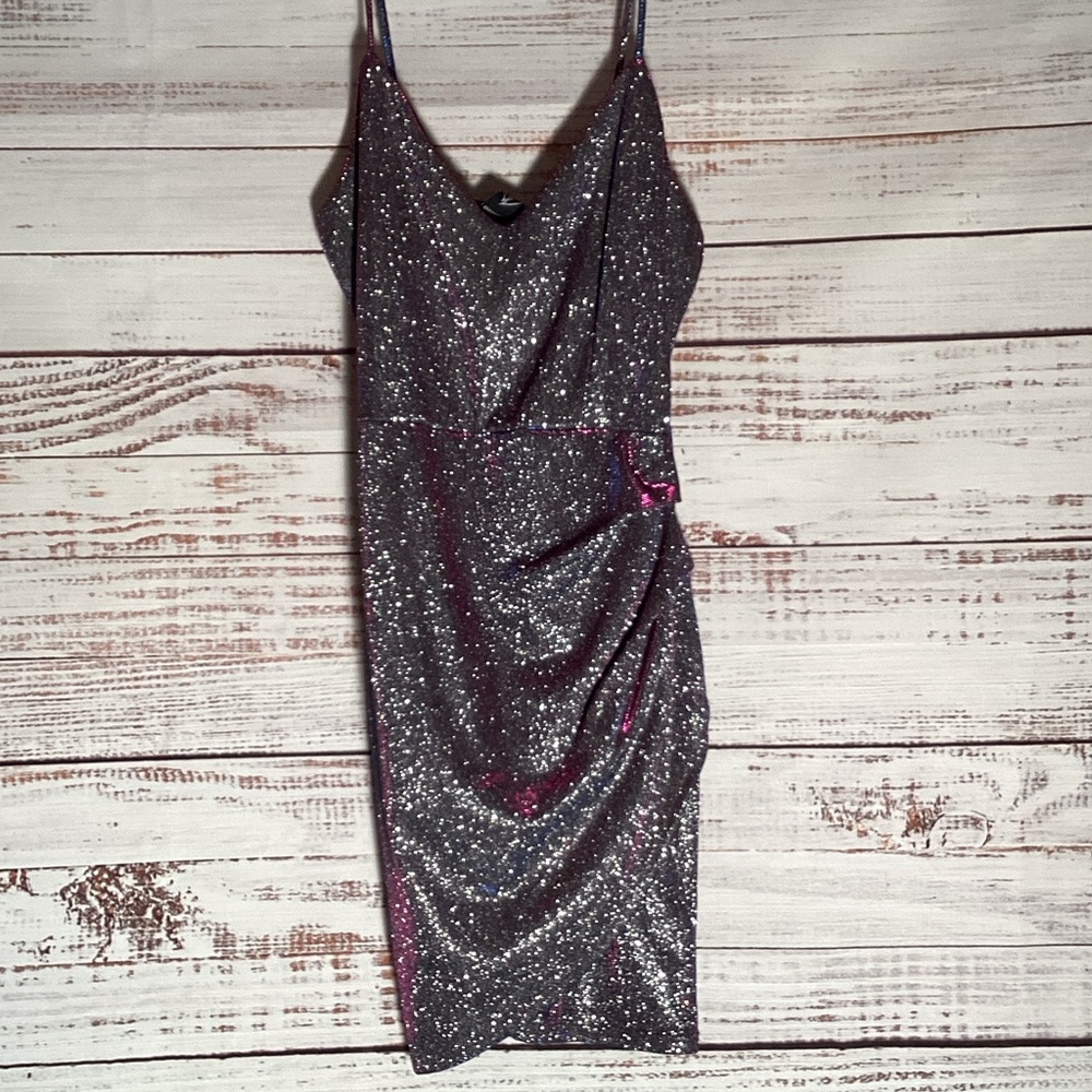 Windsor Glittering Silver and Pink Mini Dress